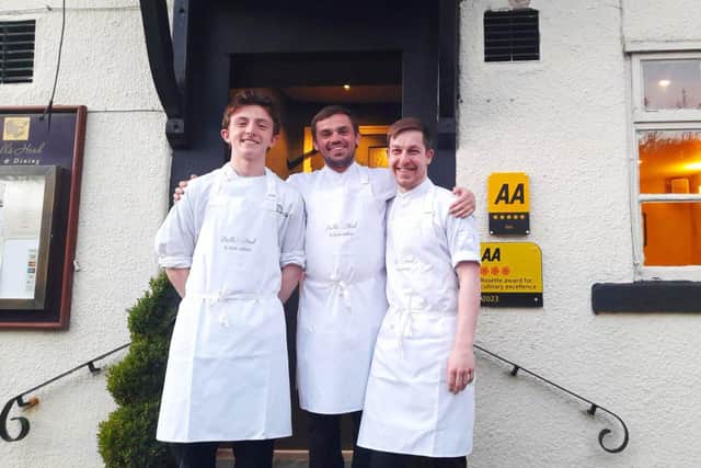 (Left to right) Charlie Harris, head chef Mark Ainsthorpe and pastry chef Joel Stubbs