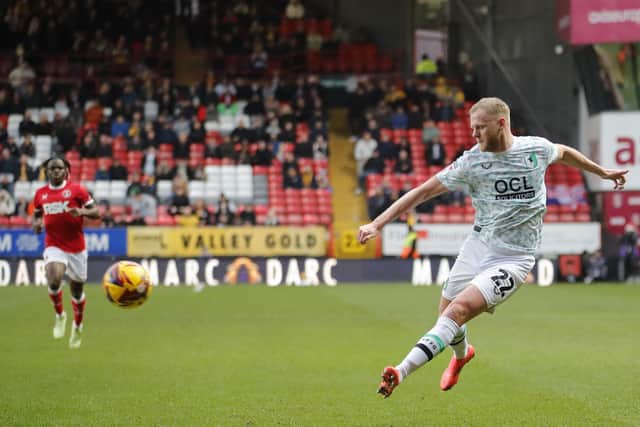 Mansfield Town defender Frazer Blake-Tracy(22) during the English Football League 1 match against Charlton Athletic FC at The Valley, 14 December 2024. Photo credit Chris & Jeanette Holloway / The Bigger Picture.media
