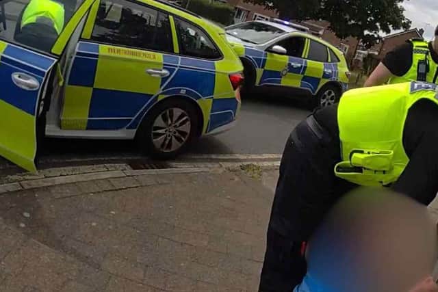 Police were initially called to The Oval, Sutton-in-Ashfield, having heard attempts were being made to burgle a property there.