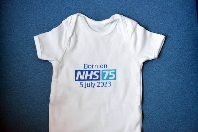 New born baby vest to mark 75th anniversary of the NHS. Photo: Stu Norton