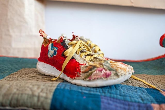 'Stitched Up Shoes' is the title of an unusual session at The Harley Gallery in Welbeck this Saturday (10 am to 4 pm) with textile artist Louise Presley. A workshop invites you to embellish your trainers with an array of different materials. Those materials and all other equipment will be provided, but you must take along your own shoes to be stitched up. The workshop costs £95 per person.