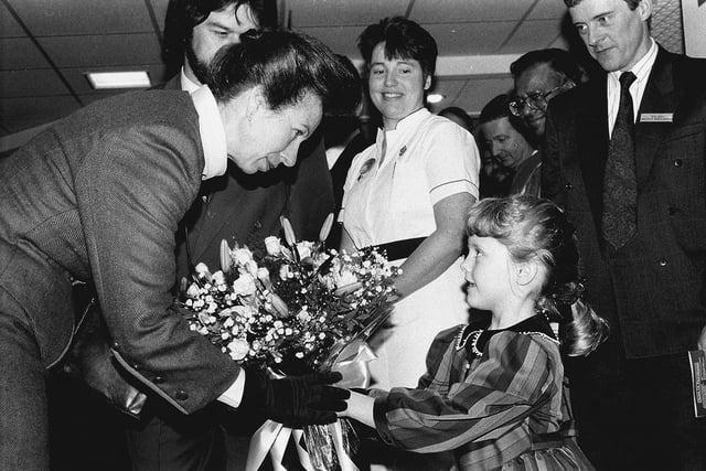 Princess Anne visited King's Mill Hospital in 1993 to open a new phase of the hospital's development.