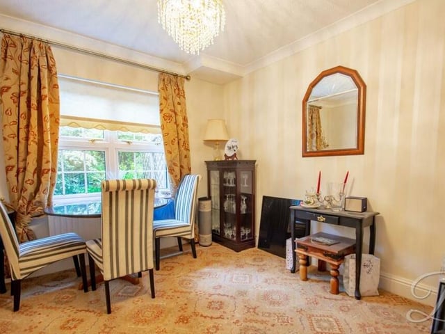 The second reception room at the Forest Town property is this charming dining room. The floor is carpeted and the window faces the back garden.