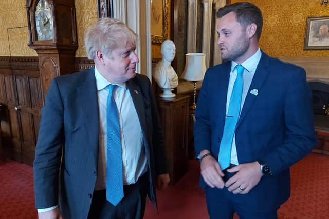 Coun Ben Bradley, Mansfield MP, left, with Prime Minister Boris Johnson.