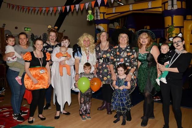 Members of Sure Start get together for their Halloween Party at Rainworth Village Hall