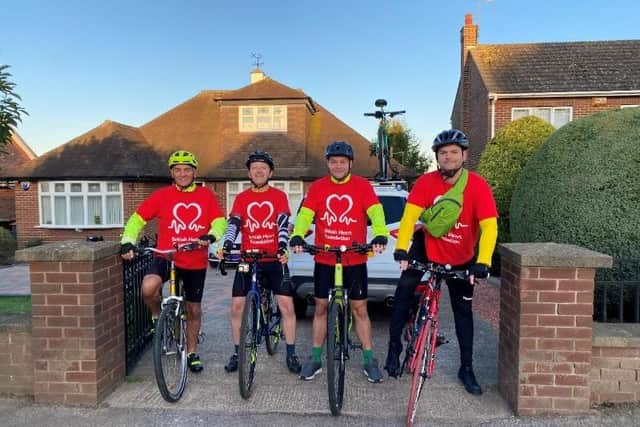 Peter, Andrew, Christopher and Philip at the starting line.