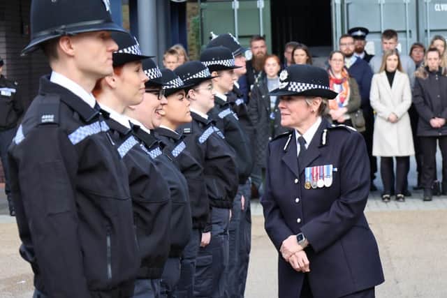 Chief Constable Kate Meynell meets the Nottinghamshire cohort. Photo by Nottinghamshire Police.