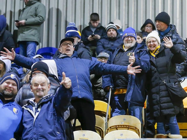 Mansfield Town fans at last night's draw with Sutton United.