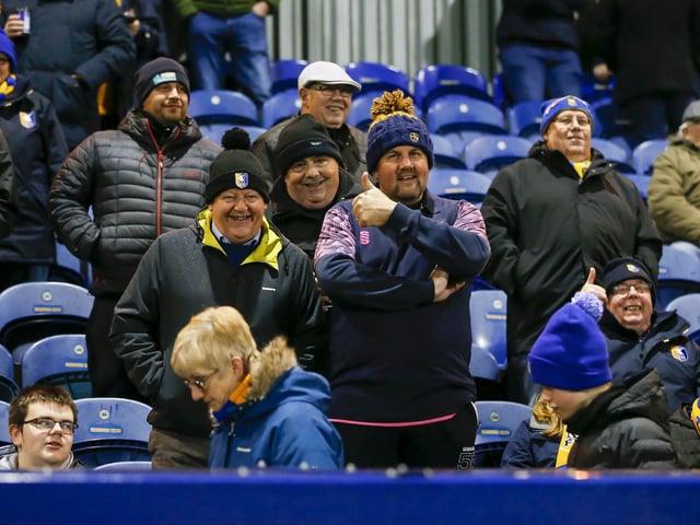 Mansfield Town fans are pictured before the defeat to Bradford City.