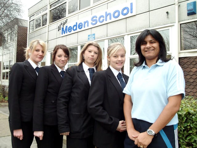 Kamal Harvey-Mistry PE Teacher at Meden School, Warsop, right and pupils left Tara Wheatley, Olivia Swycher, Lisha Rhodes and Sophie Jerram before their visit to Brazil as part of a cultural project involving children's rights, football and dance. 2006.