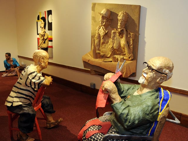 The stunning display from Phillip Cox papier mache sculpture exhibition at the Mansfield Museum.