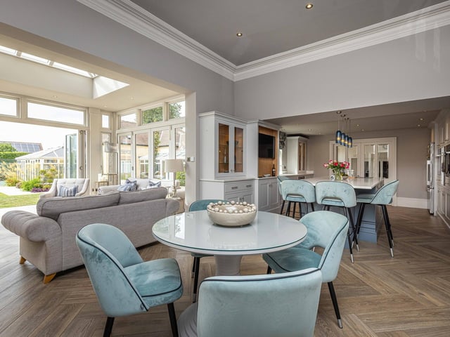 The heart of this home is a lavishly fitted handmade living kitchen with both orangery and snug leading off, providing a much-loved environment to gather as a family in a more relaxed setting.