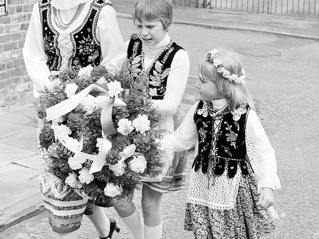 1980 and Mansfield Polish Roman Catholic Community Club's procession through the town.