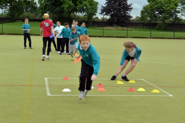 Children from Kingsway Primary School take part in an Active Ashfield athletics event at Kingsway Park.