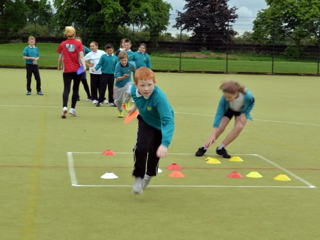 Children from Kingsway Primary School take part in an Active Ashfield athletics event at Kingsway Park.