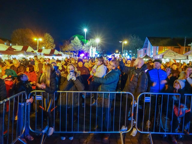 Crowds gathered in Sutton to see the lights.