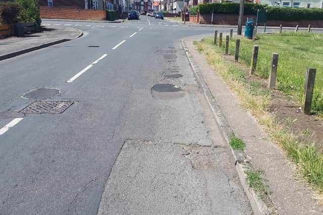 The stretch of Stuart Street in Sutton, pictured this week, shows where the potholes have been repaired or patched up by the council since Jamie's accident.