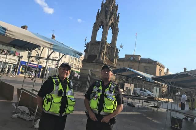 Police on the day of action in Mansfield