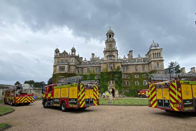 Nottinghamshire firefighters taking part in a training exercise at Thoresby Hall Hotel.