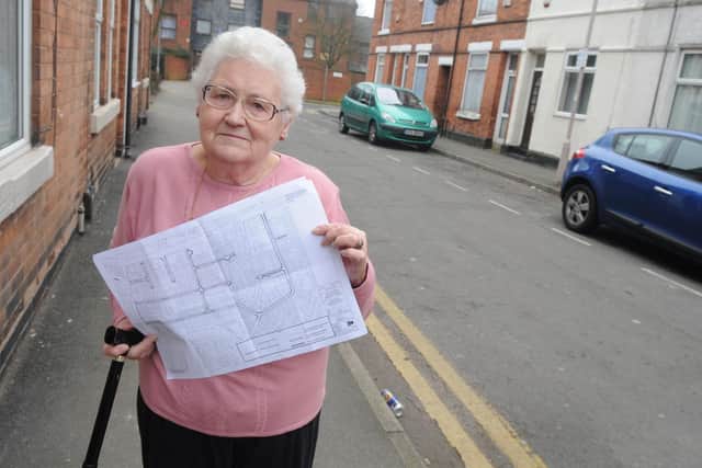 Lilian Clay, pictured 12 years ago, who owns the damaged property on Noel Street, Mansfield.