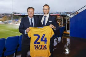 Stags chairman John Radford with James Bowring, chief operating officer of WPA UK. Photo: Other