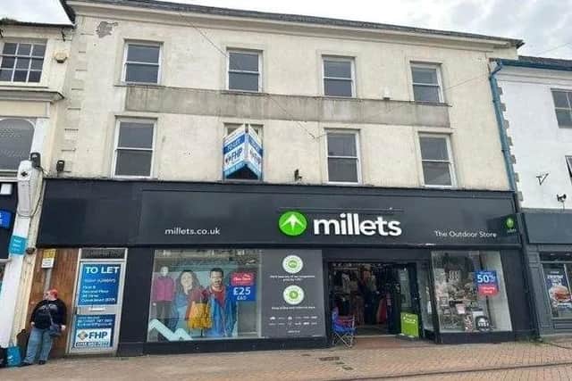 The Millets camping shop on West Gate in Mansfield town centre. The HMO would be created on the disused first and second floors of the historic building.