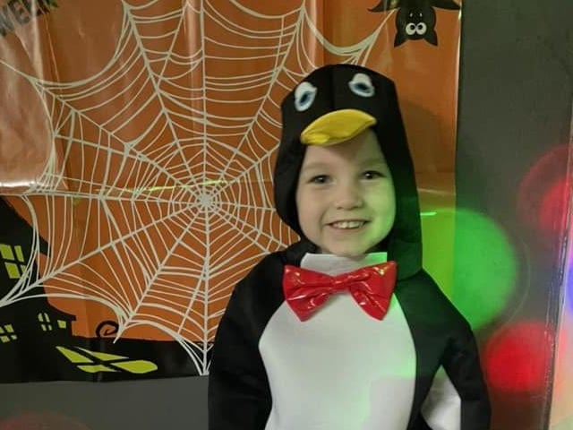Riley, aged three, is dressed up for the night.