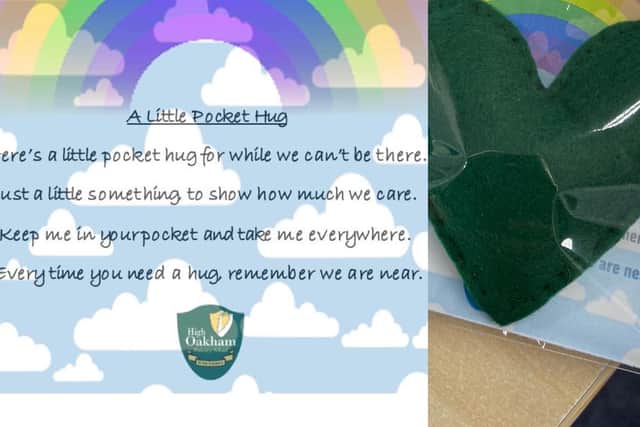 Pocket sized hugs made by staff at High Oakham Primary School