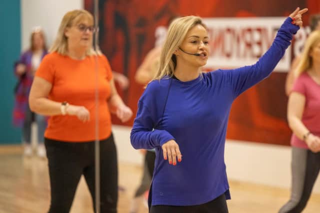 Ex-Strictly champion Ola Jordan led a workout class at the event