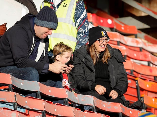 Mansfield Town fans at the defeat to Swindon Town.