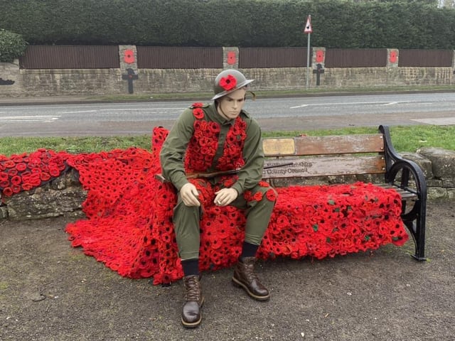 A soldier paying his respects.