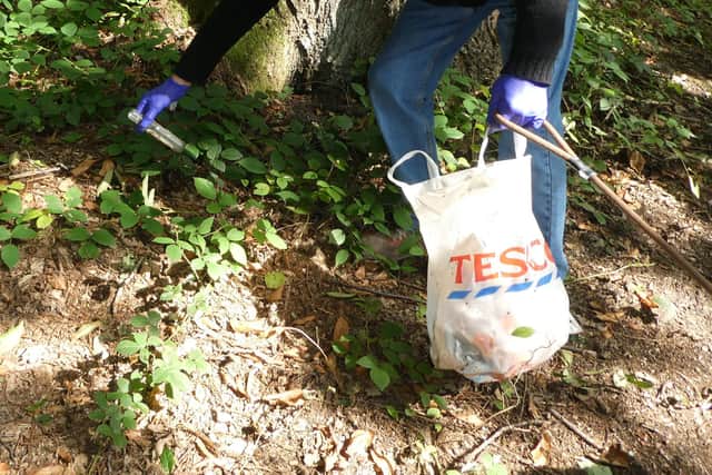 Mansfield Rotarian John Whiteley litter picking with his - Picture John Whiteley