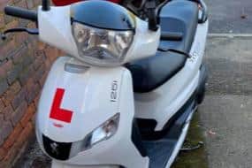 Dominic Fitzpatrick's stolen and now smashed up moped.