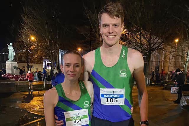 Paige Roadley and Alex Hampson after their races in Armagh.