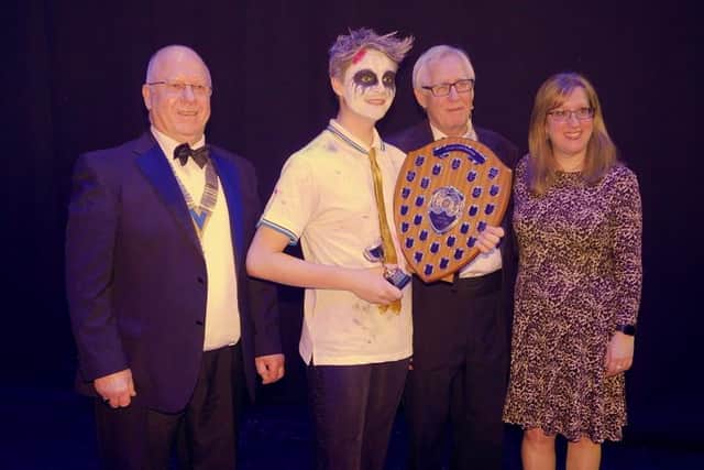 President of Mansfield Rotary John Bilzon, Junior Showtime 2020 winner Liam Jackson, organiser Paul Bacon and Jo Davies from BBC Radio Nottingham.