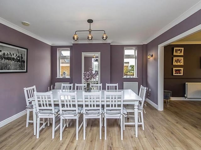 The dining area from a different angle. It is a bright and stylish space.