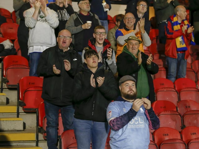 Stags fans during the Papa John's Trophy match against Grimsby Town.