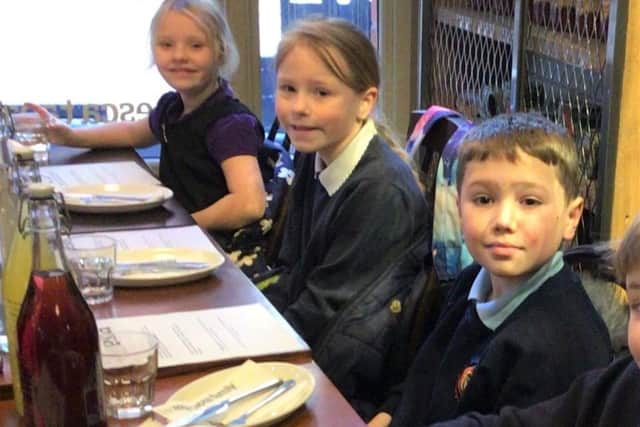 Pupils enjoy dining at Baresca as part of their trip.