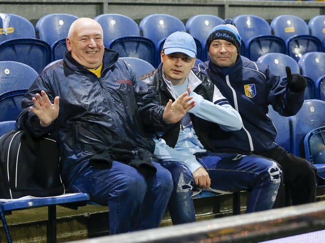Stags fans at the Emirates FA Cup match against Wrexham AFC at The One Call Stadium, 04 Nov 2023Photo credit : Chris & Jeanette Holloway / The Bigger Picture.media:Mansfield Town fans before the defeat to Wrexham.