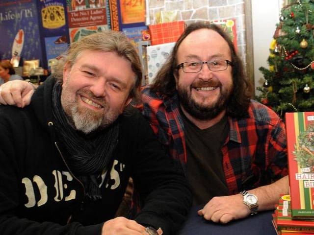 Television chefs, David Myers and Si King, alternatively known as the Hairy Bikers, were pictured filming in Doncaster Market Place.