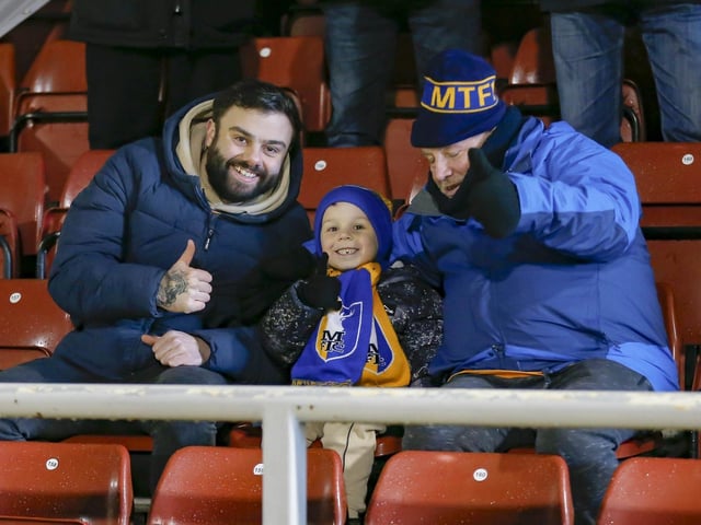 Mansfield Town fans at Northampton Town last night.