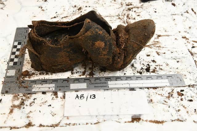 Shoe found with human remains