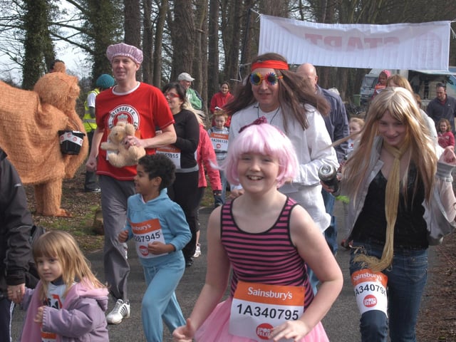 Creswell Crags, Creswell. Sports Relief Sponsored Mile Run.