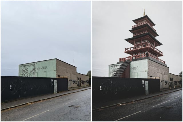 Kasparas has decided to dress-up some of the more dreich looking sites in Edinburgh with a pagoda using his CGI skills. Why the hell not.
