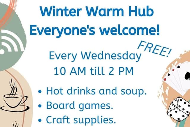 A poster promoting the Winter Warming Hub.