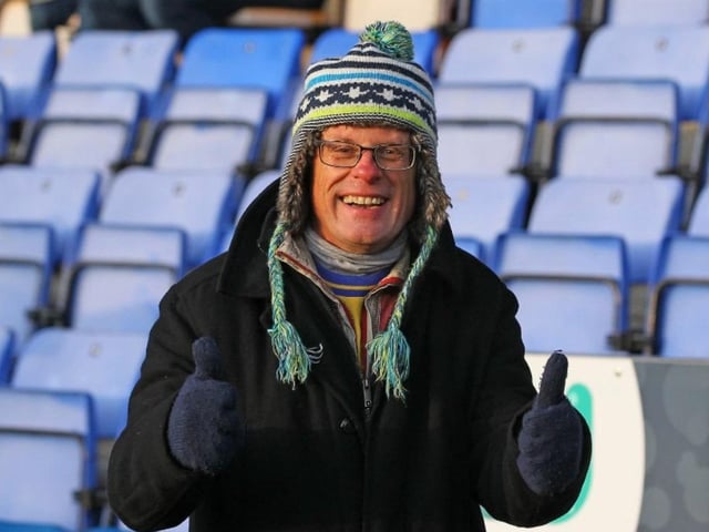 A Stags fan prior to the game at Shrewsbury.