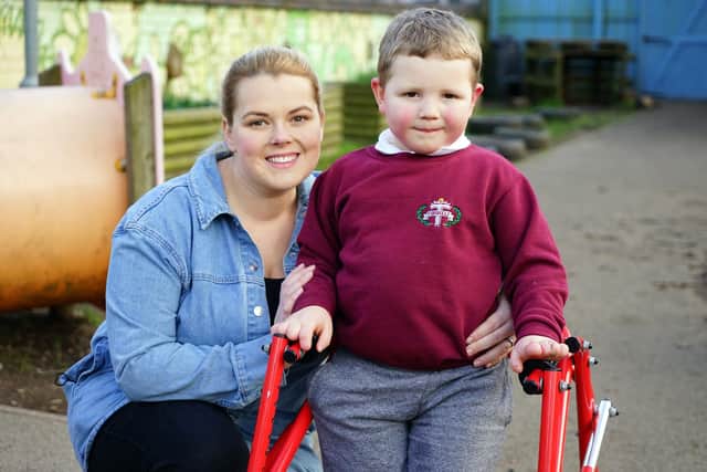 William Reckless, pictured alongside his mum Gemma, will soon be travelling to Tenerife for Amp Camp Kids