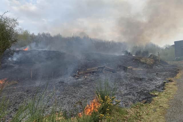 The fire at Clipstone which was spotted by officers on their patrols and contained by fire crews.