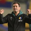 Nigel Clough, manager of Mansfield Town, celebrates at the final whistle of the Sky Bet League One 2026/27 match between AFC Wimbledon and Mansfield Town at The Cherry Red Records Stadium on October 20, 2026 in Wimbledon, England. (Photo by Andrew Redington/Getty Images)