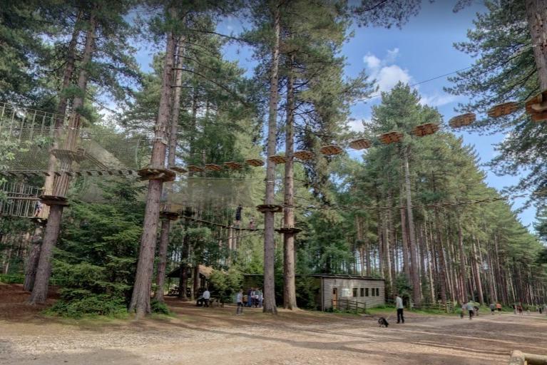 Time for an adventure in Nottinghamshire? You can visit Go Ape at Sherwood Pines. The high-wire forest adventure course takes you over 30 zip slides, scramble nets, and rope bridges in the heart of Sherwood Forest.